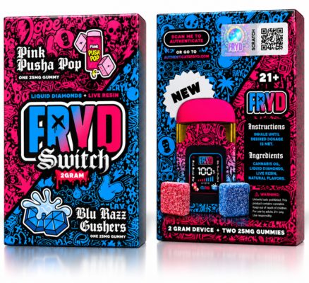 FRYD SWITCH 2G DISPOSABLE | PINK PUSHA POP x BLU RAZZ GUSHERS
